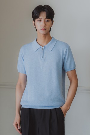 [DELUXE] 하찌 카라 반집업 하프 니트 DLX1523 (4COLOR)