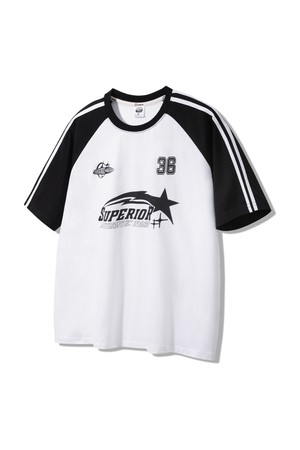 SUPERIOR 레글런 배색 트랙 오버핏 반팔티 AST4819 (2 COLOR)
