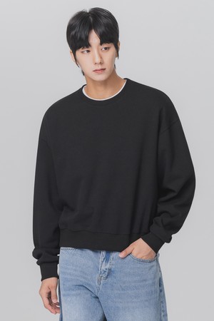 레귤러핏 세미 크롭 맨투맨 MAR314 (2 COLOR)