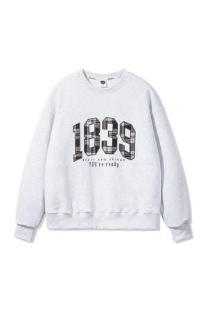 1839 체크 아플리케 오버핏 맨투맨 MAR288 (2 COLOR)