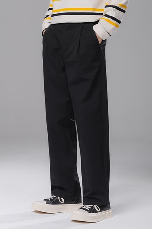 비조 디테일 데일리 스트레이트 코튼 팬츠 BK7823_블랙