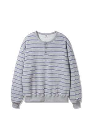 앨빈클로 3버튼 헨리넥 피치스킨 스트라이프 오버핏 맨투맨 MAR339 (3 COLOR)