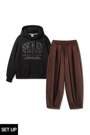 [SET] BROKEN CAMO 오버핏 후드티 벌룬 와이드 팬츠 셋업
