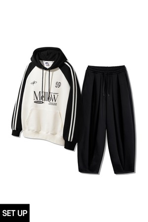 [SET] 멜로우 트랙 후드티 벌룬 와이드 팬츠 셋업