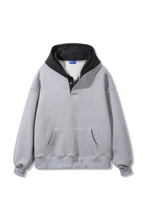 후드 배색 컬러 매치 버튼 후드티 DLX2961 (3 COLOR)