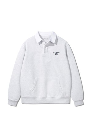 [본딩]히든 버튼 럭비 카라 스웨트셔츠 BK7826_백염