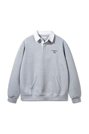 [본딩]히든 버튼 럭비 카라 스웨트셔츠 BK7826_그레이