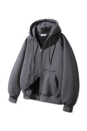 [기모] 스마일 피치 브러쉬 래글런 후드집업 BK7976_딥그레이