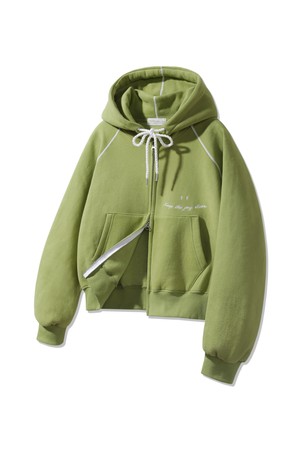 [기모] 스마일 피치 브러쉬 래글런 후드집업 BK7976_올리브