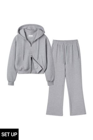 [SET] 바켄 사카리바 데일리 무지 세미크롭 후드집업 부즈컷 팬츠 셋업