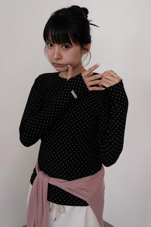 바켄 도트 핑거홀 라운드 긴팔 티셔츠 BK4314 (2COLOR)