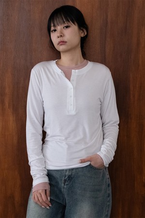 바켄 미니 버튼 헨리넥 긴팔 티셔츠 BK4311 (3COLOR)