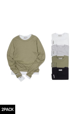 [2PACK] 바켄 소프트 베이직 무지 긴팔 티셔츠 2종 패키지