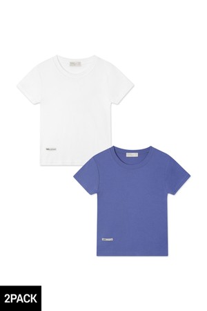 [2PACK] 바켄 라벨 포인트 슬림핏 무지 반팔 티셔츠 2종 패키지