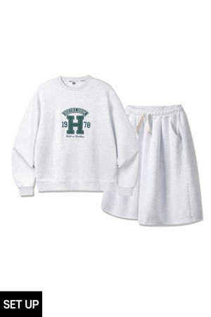 [SET] 앨빈클로 HEIRLOOM 패치 맨투맨 7부 원턱 와이드 트레이닝 팬츠 셋업