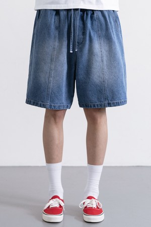 [DELUXE] 빈티지 워싱 절개 데님 쇼츠 DLX2927 블루