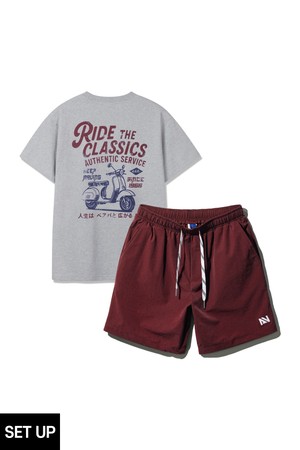 [SET] 앨빈클로 RIDE THE CLASSICS 반팔티셔츠 스트링 포인트 우븐 반바지 셋업
