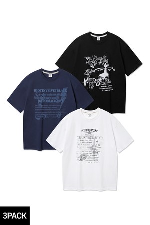[3PACK] 앨빈클로 오버핏 캐주얼 반팔티 3종 패키지