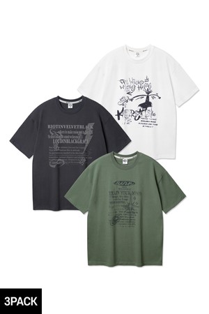 [3PACK] 앨빈클로 오버핏 캐주얼 반팔티 3종 패키지