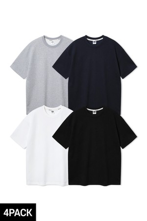 [4PACK] 앨빈클로 더블코튼 무지 오버핏 반팔티 4종 패키지