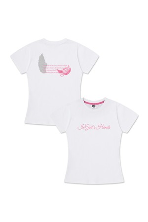 [우먼] 앨빈클로 ANGEL LETTER 세미크롭 반팔티 AST3705 (3COLOR)