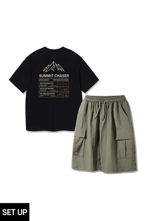[SET] 앨빈클로 SUMMIT CHASER 반팔티 나일론 밴딩 카고 버뮤다 팬츠 셋업