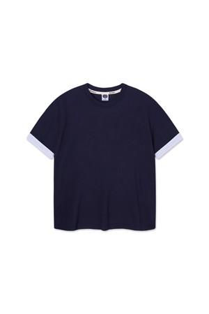 앨빈클로 무지 소매 배색 롤업 반팔티 AST3682 (4COLOR)