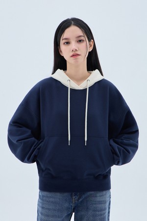 [우먼] 베이직 투톤 배색 후드티 BK6977 (2COLOR)