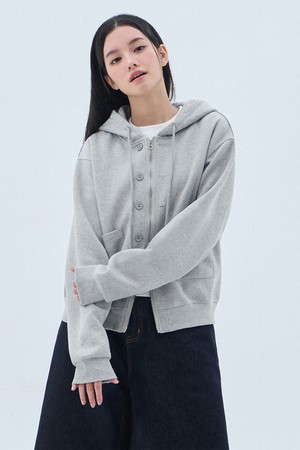 [우먼] 헤비웨이트 본딩 투웨이 버튼 후드 집업 BK7838 (2COLOR)