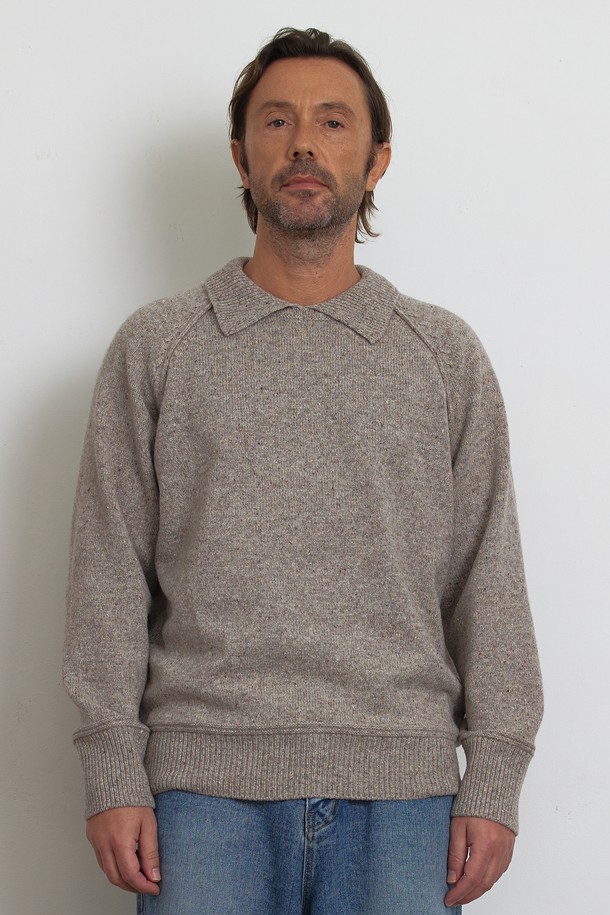 KNITLY - 스웨터 - [22F/W] [Men] Nef Round Collar Sweater (Beige)