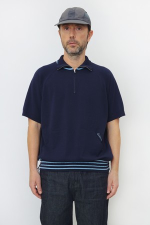 [23S/S] [Men] Two Pocket String Half Zip-Up Knit Top (Navy)