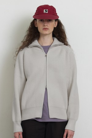 [22F/W] [Woman] Ribbed Zip-Up Cardigan (Light Grey)