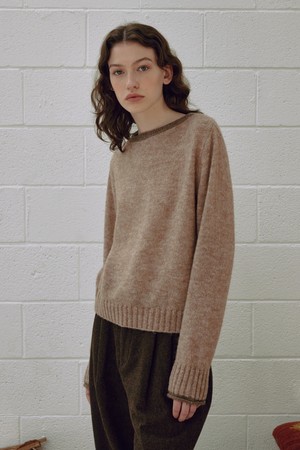 [23F/W] Baby Alpaca Boat Neck Sweater (Beige)