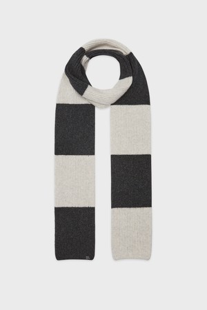 [23F/W] Raccoon Cashmere Block Muffler (Ivory Charcoal)