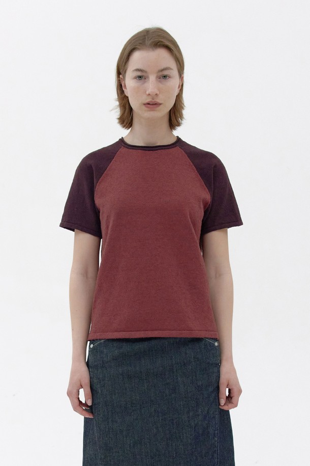 KNITLY - 스웨터 - [24S/S] [Women] Tail Raglan Knit T-Shirt (Plum/Purple)