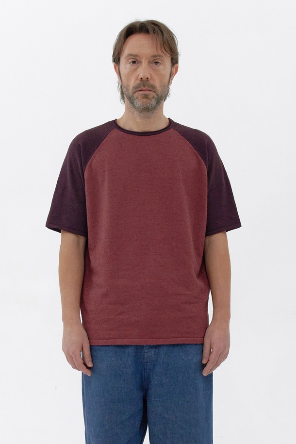 KNITLY - 스웨터 - [24S/S] [Men] Tail Raglan Knit T-Shirt (Plum/Purple)