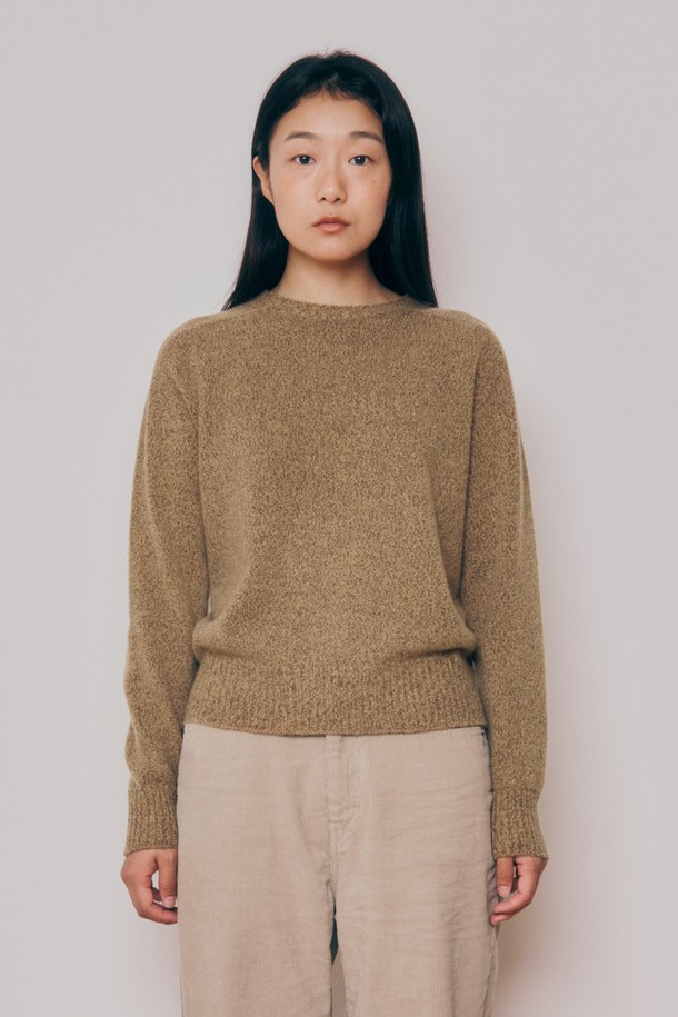 KNITLY - 스웨터 - [24F/W] [Women] Super Fine Wool Melange Wholegarment Knit Top (Camel)