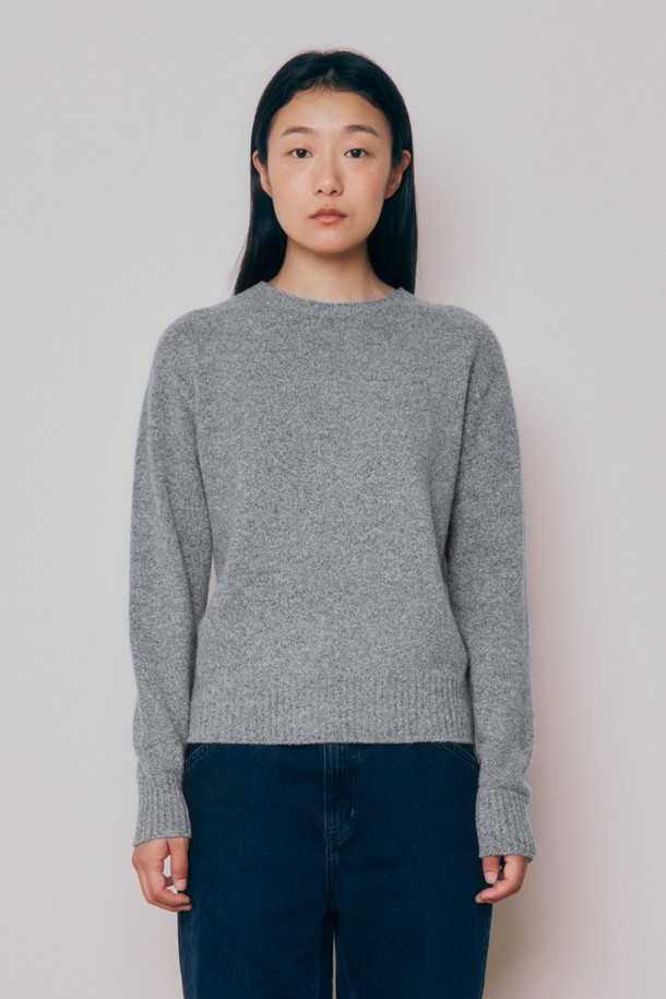 KNITLY - 스웨터 - [24F/W] [Women] Super Fine Wool Melange Wholegarment Knit Top (Grey)