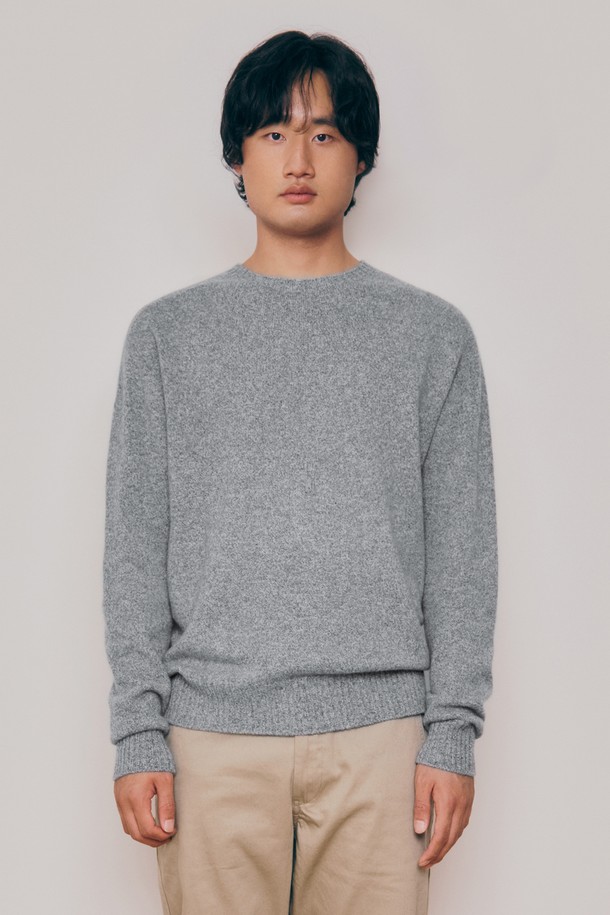 KNITLY - 스웨터 - [24F/W] [Men] Super Fine Wool Melange Wholegarment Knit Top (Grey)