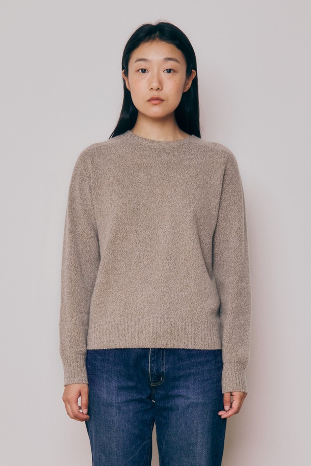 KNITLY - 스웨터 - [24F/W] [Women] Super Fine Wool Melange Wholegarment Knit Top (Beige)