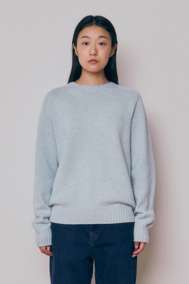 KNITLY - 스웨터 - [24F/W] [Women] Super Fine Wool Wholegarment Sweater (Sky)