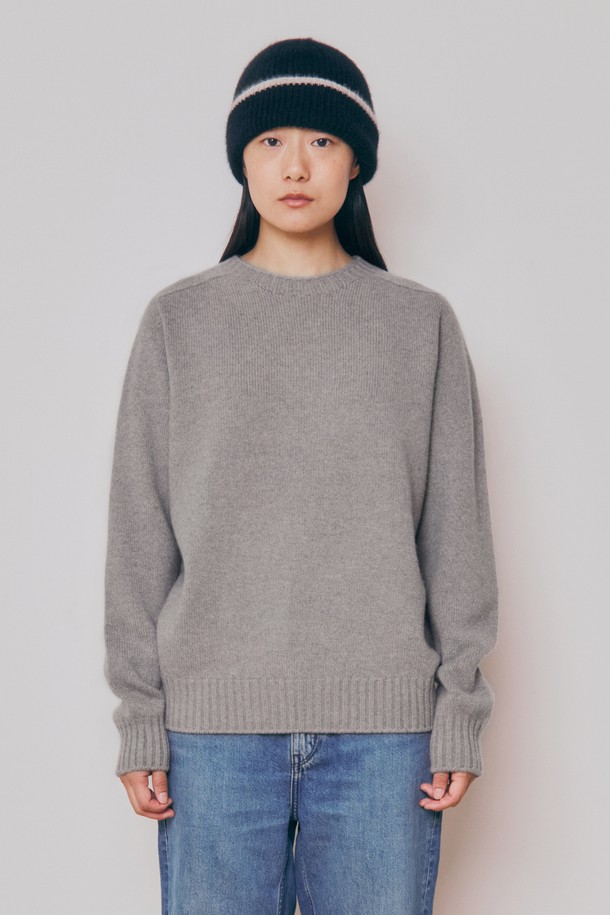 KNITLY - 스웨터 - [24F/W] [Women] Super Fine Wool Wholegarment Sweater (Warm Grey)