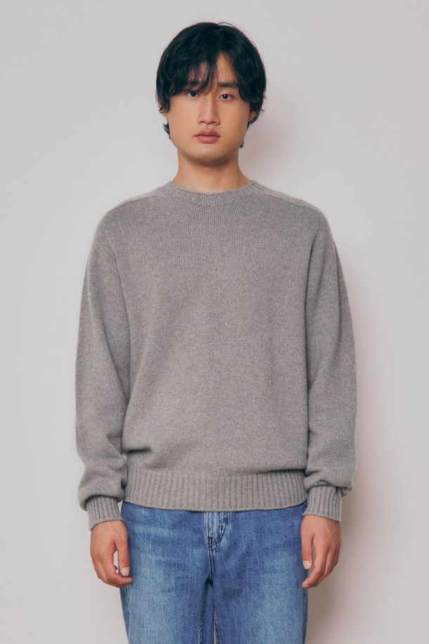 KNITLY - 스웨터 - [24F/W] [Men] Super Fine Wool Wholegarment Sweater (Warm Grey)