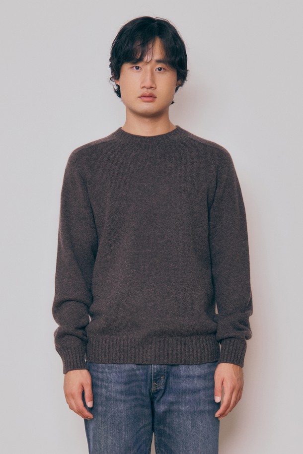 KNITLY - 스웨터 - [24F/W] [Men] Super Fine Wool Wholegarment Sweater (Ash Brown)