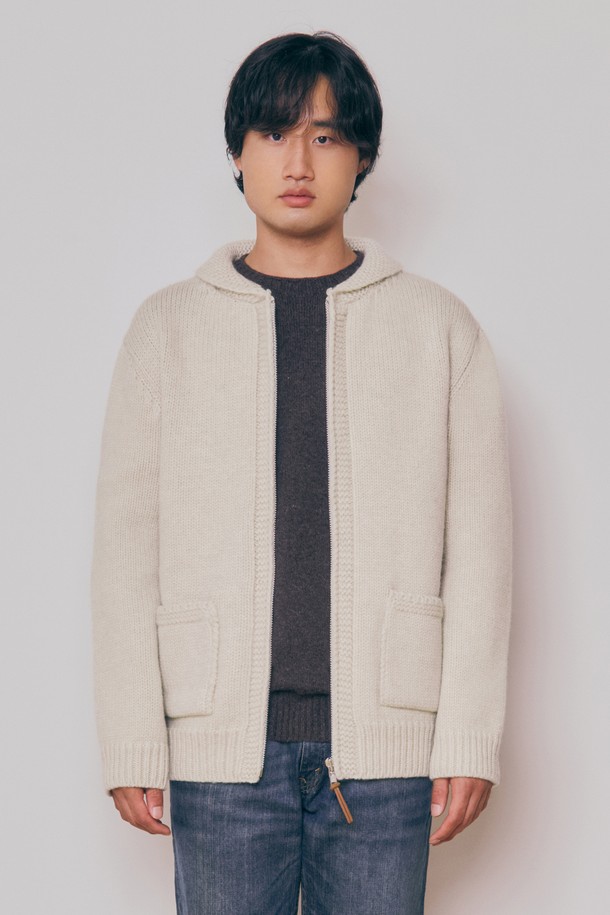 KNITLY - 스웨터 - [24F/W] [Men] Heavy Wool Cowichan Cardigan (Ivory)