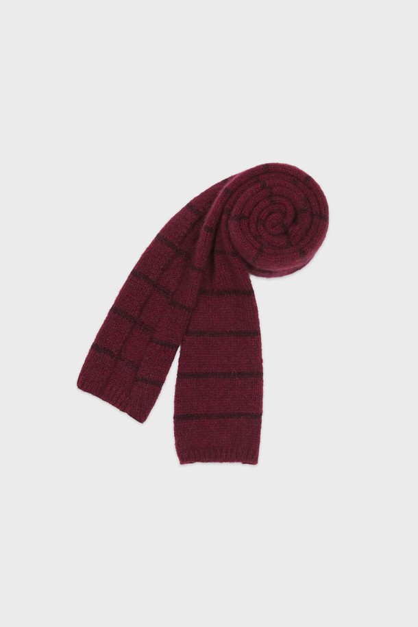 KNITLY - 스카프/머플러 - [24F/W] Baby Alpaca Stripe Muffler (Red)