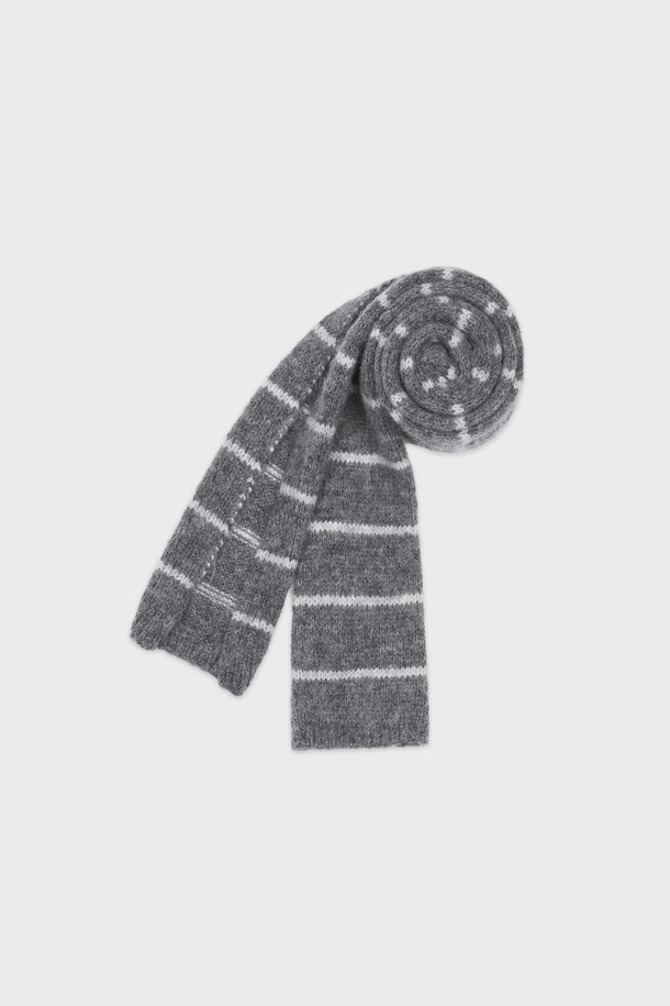 KNITLY - 스카프/머플러 - [24F/W] Baby Alpaca Stripe Muffler (Grey)