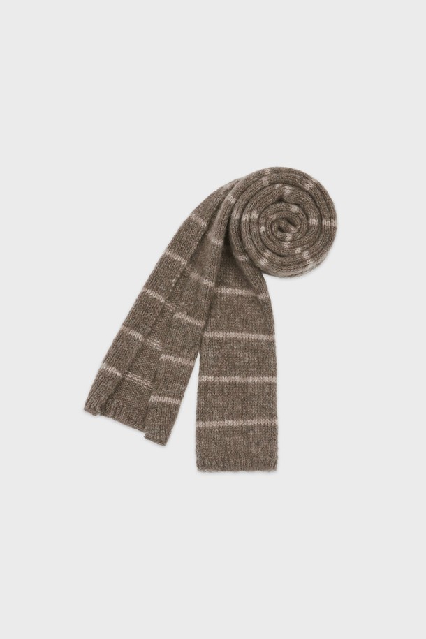 KNITLY - 스카프/머플러 - [24F/W] Baby Alpaca Stripe Muffler (Beige)