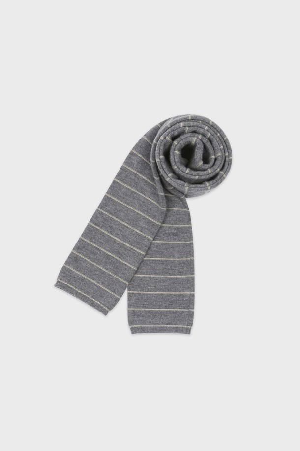 KNITLY - 스카프/머플러 - [24F/W] Super Fine Wool Stripe Muffler (Grey)