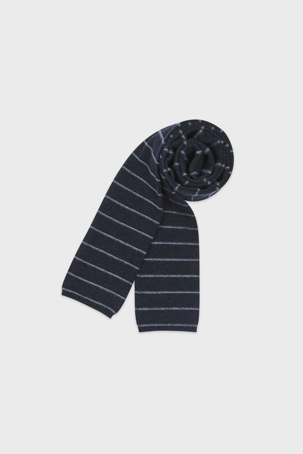 KNITLY - 스카프/머플러 - [24F/W] Super Fine Wool Stripe Muffler (Navy)